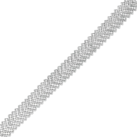 2.95 CT. T.W. Diamond Multi-Row Chevron Bracelet in Sterling Silver - 7.25"