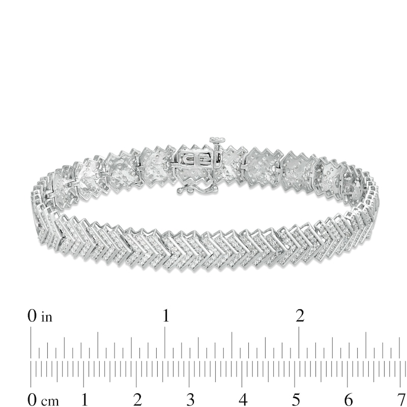 2.95 CT. T.W. Diamond Multi-Row Chevron Bracelet in Sterling Silver - 7.25"|Peoples Jewellers