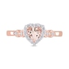 5.0mm Heart-Shaped Morganite, White Topaz and Diamond Accent Frame Heart-Sides Ring in Sterling Silver with Rose Rhodium