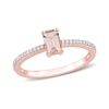 Thumbnail Image 0 of Emerald-Cut Morganite and 0.09 CT. T.W. Diamond Ring in 10K Rose Gold