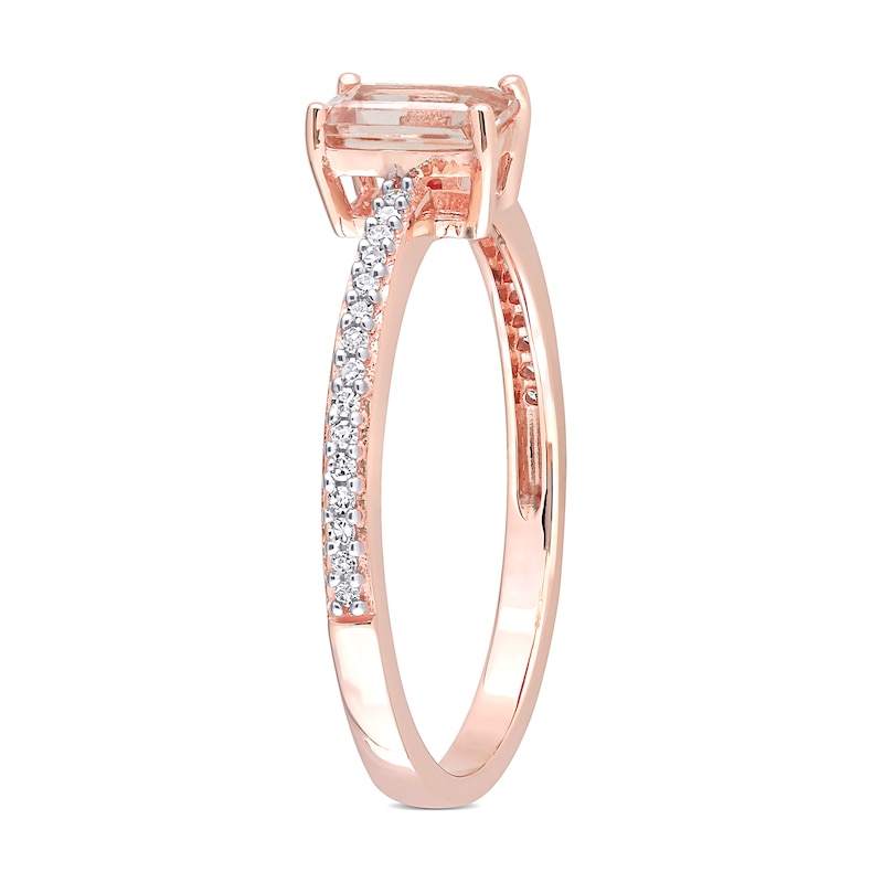 Emerald-Cut Morganite and 0.09 CT. T.W. Diamond Ring in 10K Rose Gold|Peoples Jewellers
