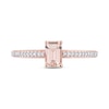 Thumbnail Image 3 of Emerald-Cut Morganite and 0.09 CT. T.W. Diamond Ring in 10K Rose Gold