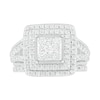 1.23 CT. T.W. Composite Princess Diamond Frame Vintage-Style Bridal Set in 10K White Gold