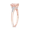 Thumbnail Image 2 of Emerald-Cut Morganite and 0.10 CT. T.W. Diamond Floral Shank Ring in 10K Rose Gold