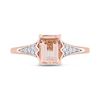 Thumbnail Image 3 of Emerald-Cut Morganite and 0.10 CT. T.W. Diamond Floral Shank Ring in 10K Rose Gold