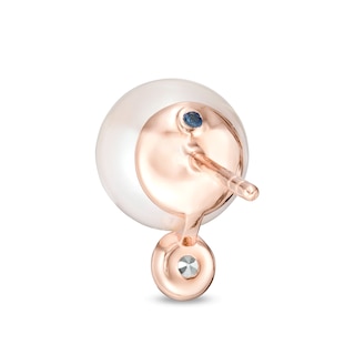 Vera Wang Love Collection Pearl and White Topaz Wedding Party Gifts Earrings in 14K Rose Gold Vermail