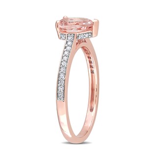 Pear-Shaped Morganite and 0.13 CT. T.W. Diamond Ring in 10K Rose Gold