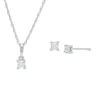 Thumbnail Image 0 of 0.29 CT. T.W. Princess-Cut Diamond Solitaire Pendant and Stud Earrings in 10K White Gold