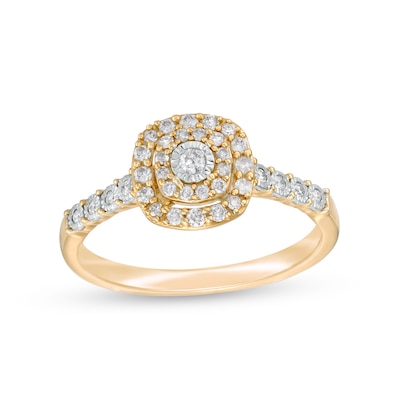 0.25 CT. T.W. Diamond Double Cushion Frame Engagement Ring in 10K Gold