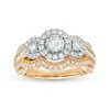 Thumbnail Image 1 of 1.00 CT. T.W. Diamond Frame Past Present Future® Vintage-Style Engagement Ring in 10K Gold