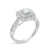 1.00 CT. T.W. Certified Canadian Diamond Double Cushion Frame Engagement Ring in 10K White Gold (I/I2)