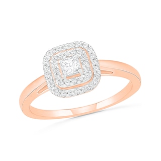 0.37 CT. T.W. Princess-Cut Diamond Double Cushion Frame Bridal Set in 10K Rose Gold