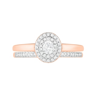 0.37 CT. T.W. Oval Diamond Double Frame Bridal Set in 10K Rose Gold