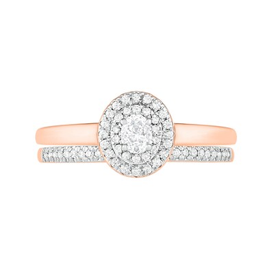 0.37 CT. T.W. Oval Diamond Double Frame Bridal Set in 10K Rose Gold