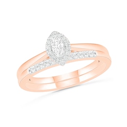 0.23 CT. T.W. Marquise Diamond Frame Bridal Set in 10K Rose Gold