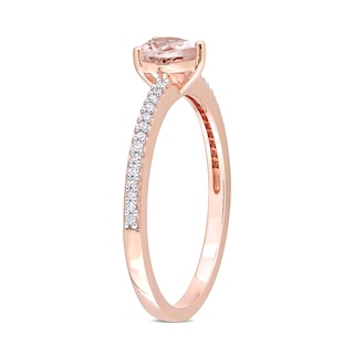 5.0mm Heart-Shaped Morganite and 0.08 CT. T.W. Diamond Ring in 10K Rose Gold