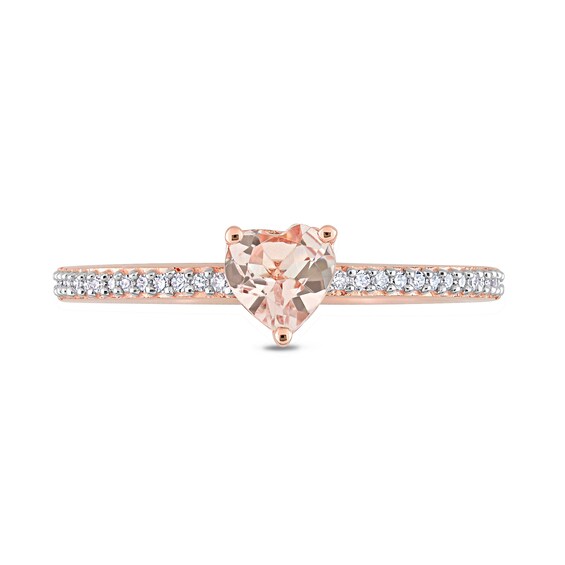 5.0mm Heart-Shaped Morganite and 0.08 CT. T.W. Diamond Ring in 10K Rose Gold