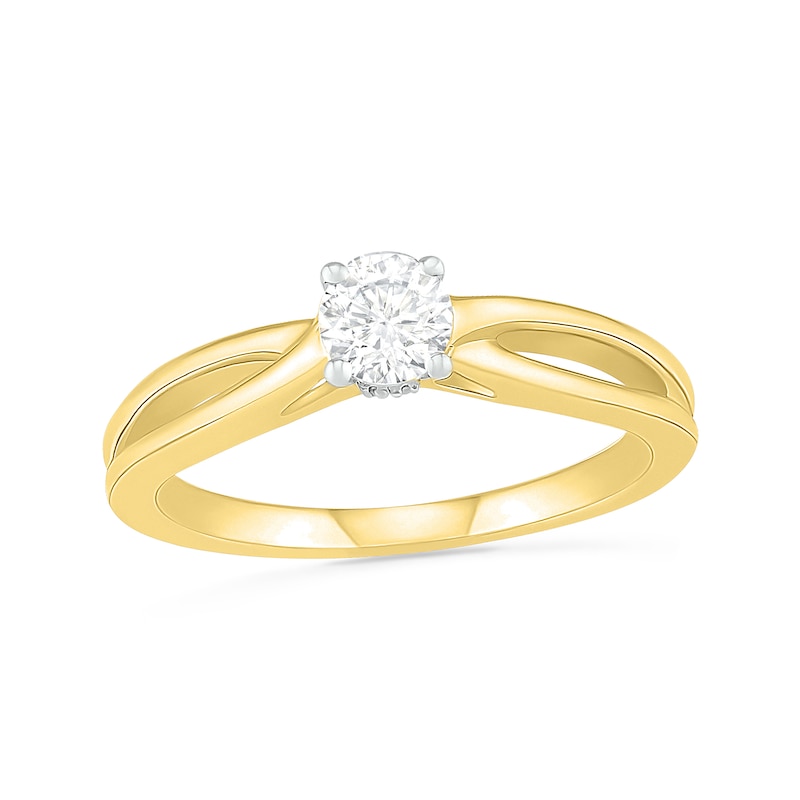 Main Image 1 of 0.40 CT. T.W. Diamond Solitaire Split Shank Engagement Ring in 10K Gold (J/I3)