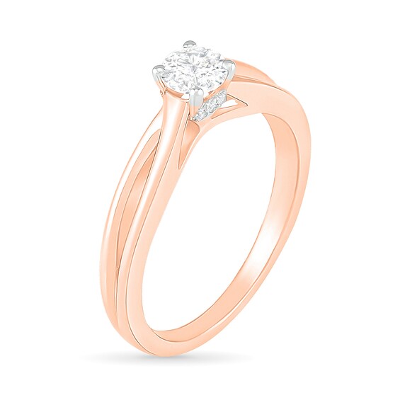 0.40 CT. T.W. Diamond Solitaire Split Shank Engagement Ring in 10K Rose Gold (J/I3)