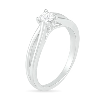 0.39 CT. T.W. Princess-Cut Diamond Solitaire Split Shank Engagement Ring in 10K Gold (J/I3