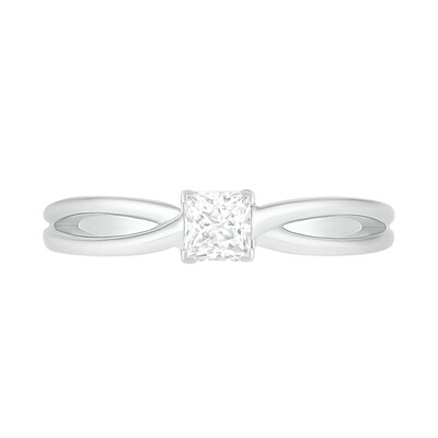 0.39 CT. T.W. Princess-Cut Diamond Solitaire Split Shank Engagement Ring in 10K Gold (J/I3