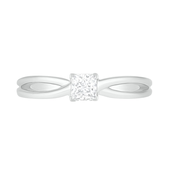 0.39 CT. T.W. Princess-Cut Diamond Solitaire Split Shank Engagement Ring in 10K Gold (J/I3