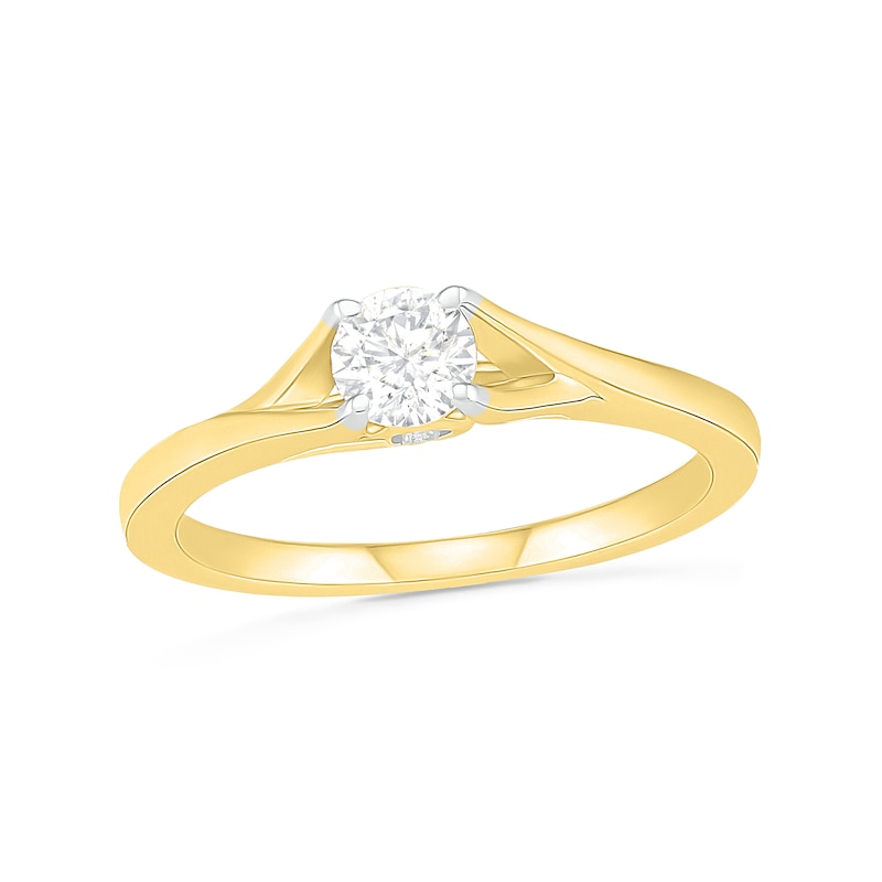 Main Image 1 of 0.37 CT. T.W. Diamond Solitaire Split Shank Engagement Ring in 10K Gold (J/I3)