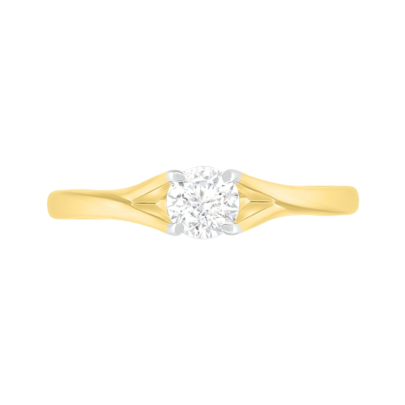 Main Image 3 of 0.37 CT. T.W. Diamond Solitaire Split Shank Engagement Ring in 10K Gold (J/I3)