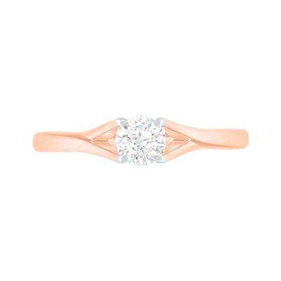 0.37 CT. T.W. Diamond Solitaire Split Shank Engagement Ring in 10K Rose Gold (J/I3)