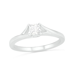 0.37 CT. T.W. Princess-Cut Diamond Solitaire Split Shank Engagement Ring in 10K White Gold (J/I3)