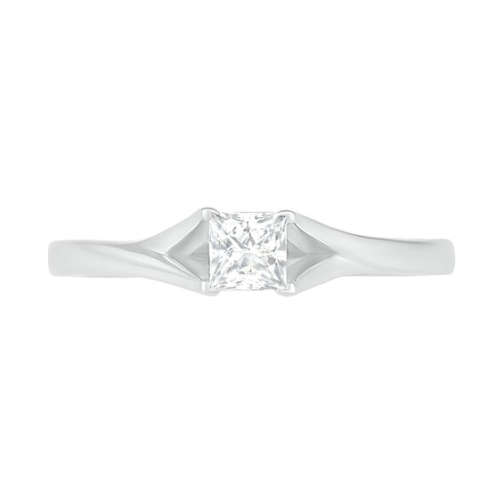 0.37 CT. T.W. Princess-Cut Diamond Solitaire Split Shank Engagement Ring in 10K Gold (J/I3