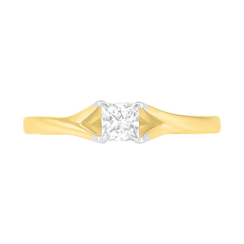 Main Image 3 of 0.37 CT. T.W. Princess-Cut Diamond Solitaire Split Shank Engagement Ring in 10K Gold (J/I3)