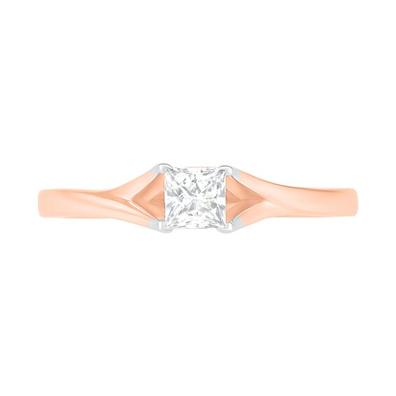 0.37 CT. T.W. Princess-Cut Diamond Solitaire Split Shank Engagement Ring in 10K Rose Gold (J/I3)