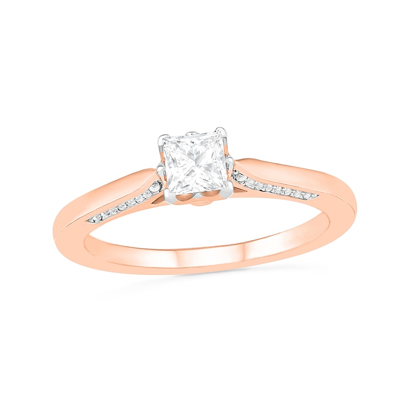 0.45 CT. T.W. Princess-Cut Diamond Solitaire Engagement Ring in 10K Rose Gold (J/I3)|Peoples Jewellers