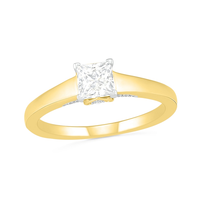 0.65 CT. T.W. Princess-Cut Diamond Solitaire Engagement Ring in 14K Gold (I/I2)