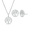 Thumbnail Image 0 of Hallmark Diamonds Family 0.13 CT. T.W. Diamond Tree of Life Pendant and Stud Earrings Set in Sterling Silver
