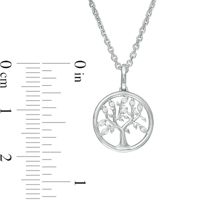 Hallmark Diamonds Family 0.13 CT. T.W. Diamond Tree of Life Pendant and Stud Earrings Set in Sterling Silver