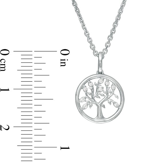 Hallmark Diamonds Family 0.13 CT. T.W. Diamond Tree of Life Pendant and Stud Earrings Set in Sterling Silver