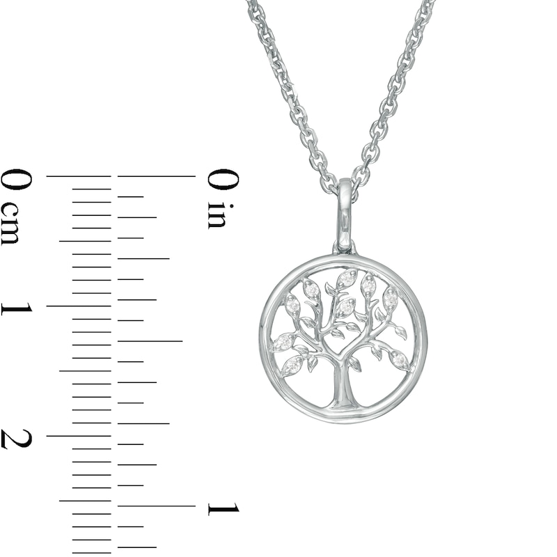 Hallmark Diamonds Family 0.13 CT. T.W. Diamond Tree of Life Pendant and Stud Earrings Set in Sterling Silver