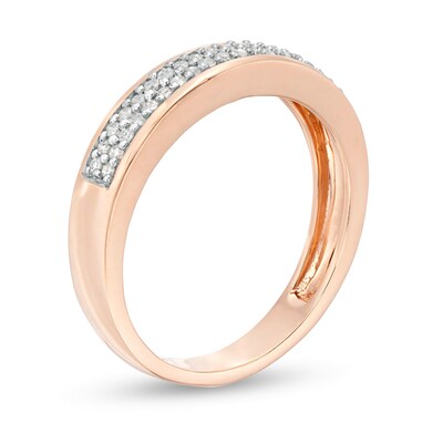 Men's 0.29 CT. T.W. Diamond Double Row Wedding Band in 10K Rose Gold