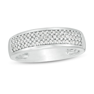 Men's 0.37 CT. T.W. Diamond Triple Row Wedding Band in 10K Gold