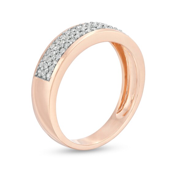 Men's 0.37 CT. T.W. Diamond Triple Row Wedding Band in 10K Rose Gold