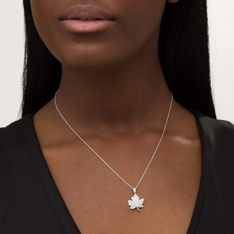 0.25 CT. T.W. Diamond Maple Leaf Pendant in Sterling Silver|Peoples Jewellers