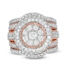 Thumbnail Image 0 of 2.23 CT. T.W. Composite Diamond Multi-Row Vintage-Style Three Piece Bridal Set in 10K Rose Gold