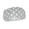 Thumbnail Image 0 of 0.95 CT. T.W. Composite Diamond Quilted Multi-Row Vintage-Style Ring in 10K White Gold