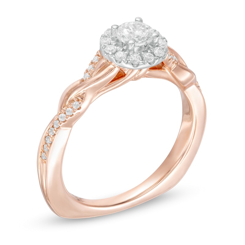 Kleinfeld® 0.45 CT. T.W. Diamond Frame Twist Shank Engagement Ring in 14K Rose Gold|Peoples Jewellers
