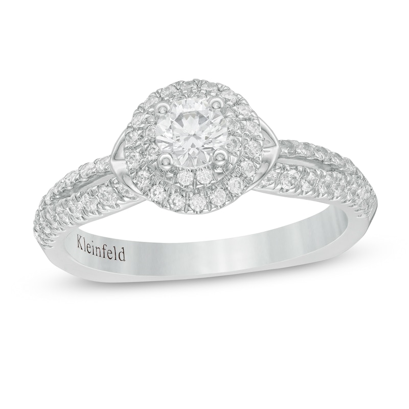 Kleinfeld® 0.69 CT. T.W. Diamond Frame Split Shank Engagement Ring in 14K White Gold|Peoples Jewellers