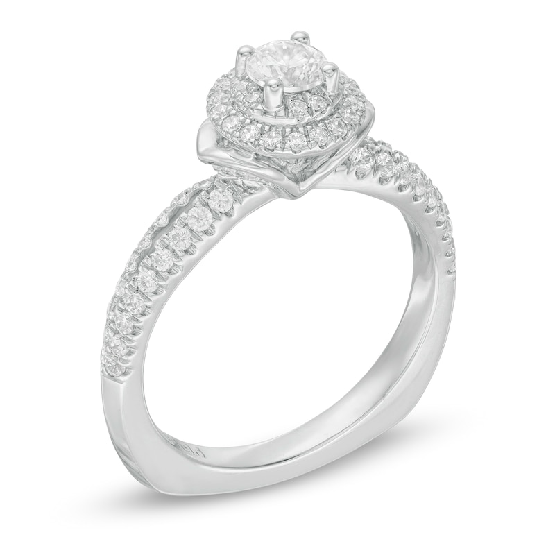 Kleinfeld® 0.69 CT. T.W. Diamond Frame Split Shank Engagement Ring in 14K White Gold|Peoples Jewellers