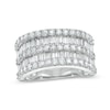 1.96 CT. T.W. Baguette and Round Diamond Multi-Row Ring in 10K Gold