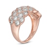 0.95 CT. T.W. Composite Diamond Quilted Multi-Row Vintage-Style Ring in 10K Rose Gold